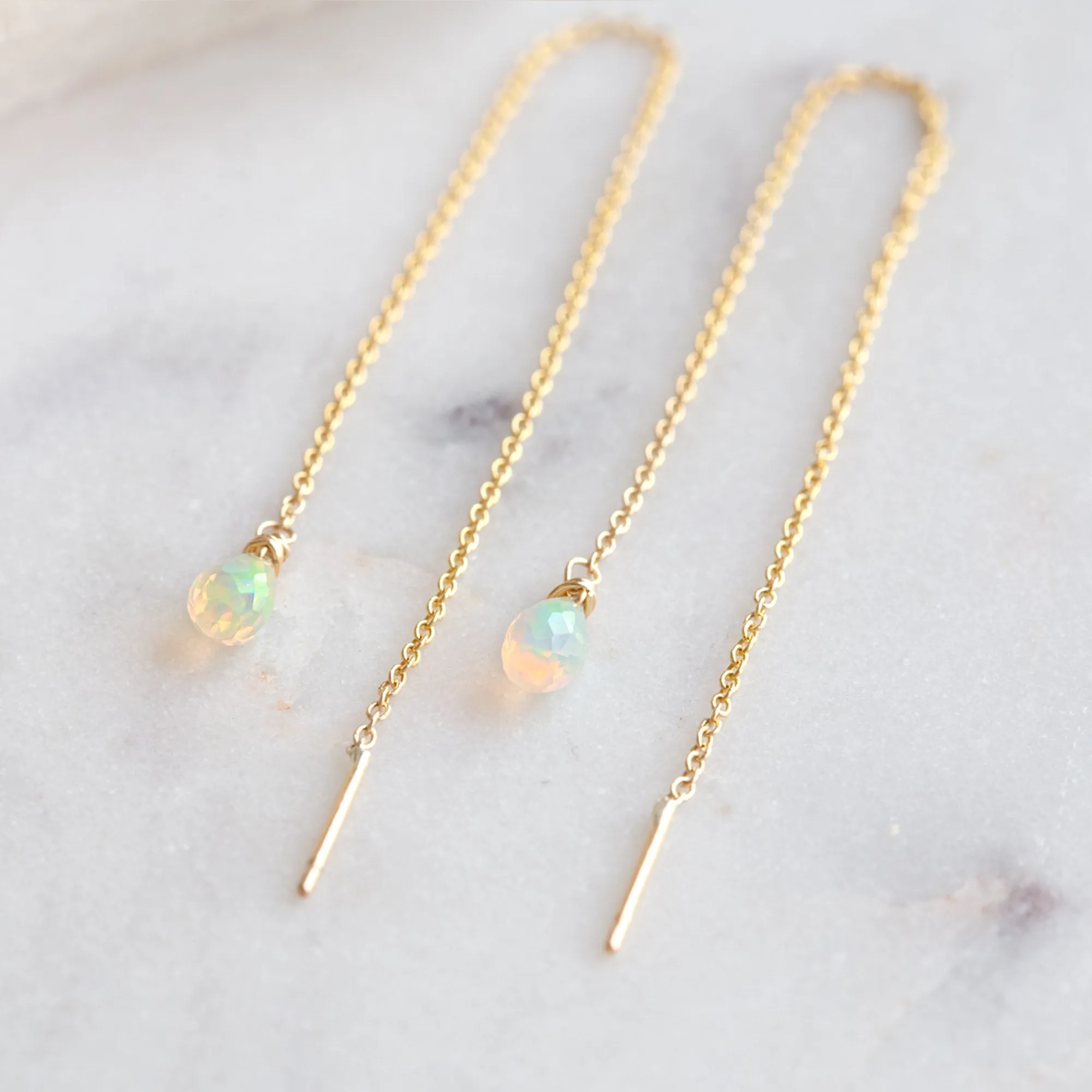 The Opal Thread Earrings | Yellow Gold Filled