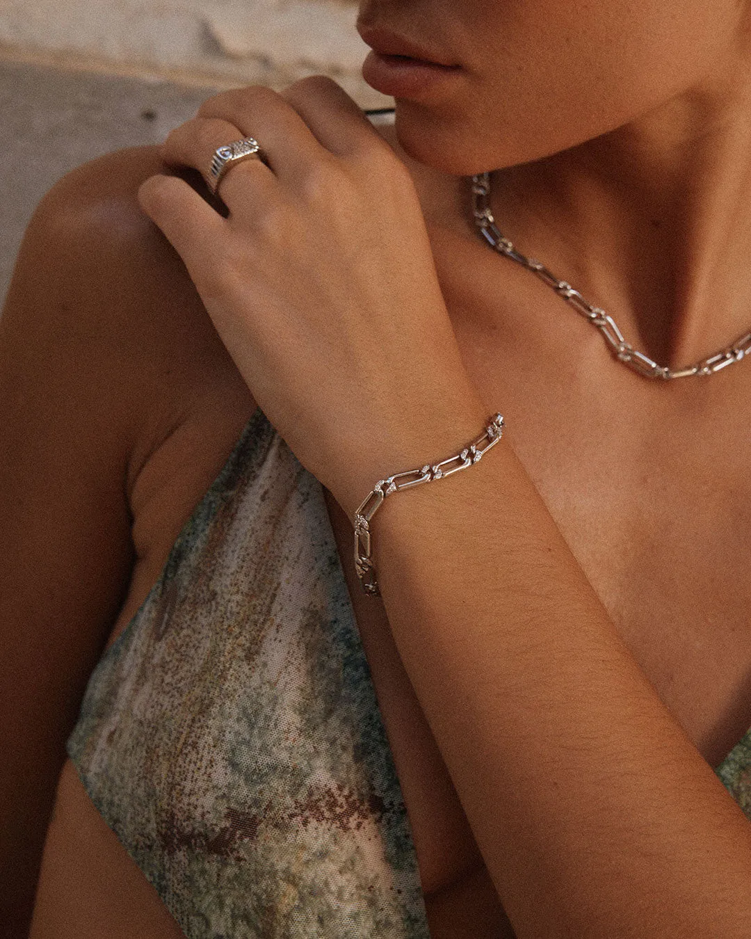 The Two-Tone Pave Link Bracelet