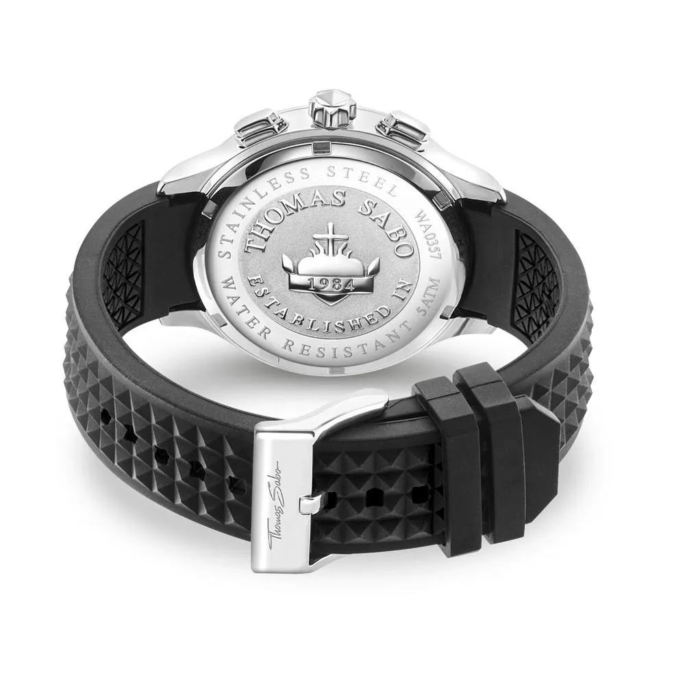 Thomas Sabo Pyramid Steel Dial Black Rubber Mens Watch