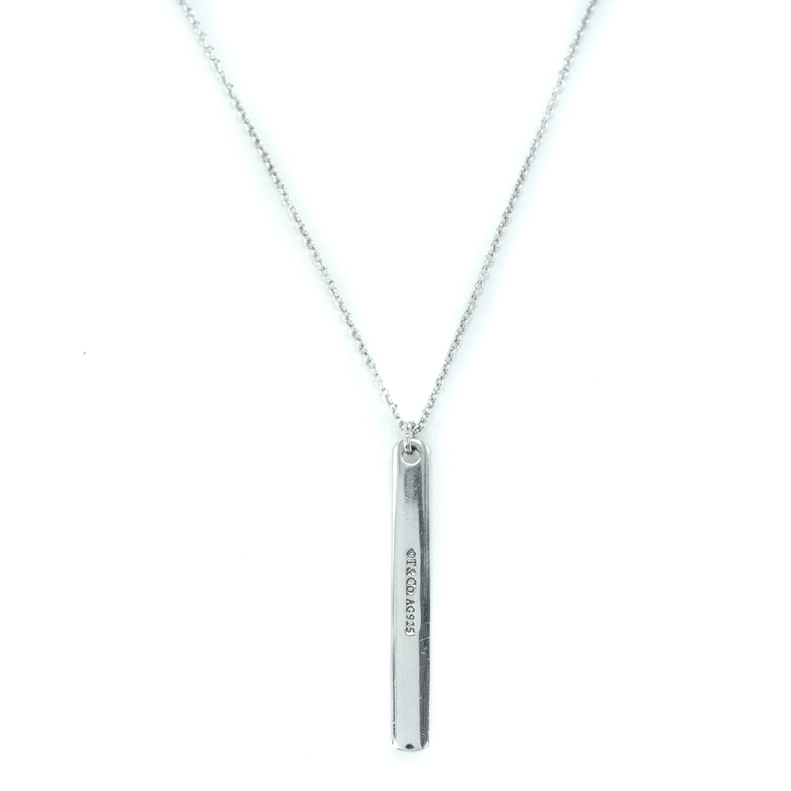 Tiffany & Co 1837 Sterling Silver Bar Pendant Necklace - 16"