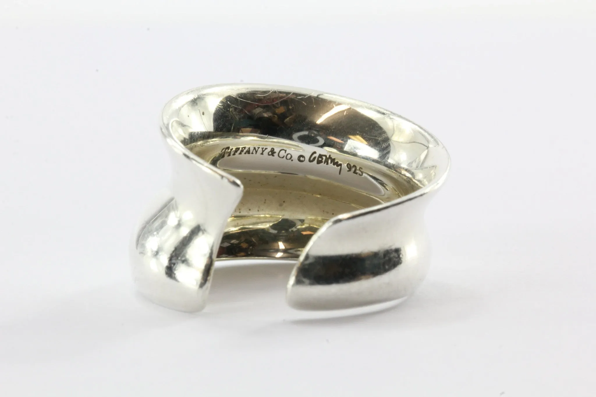 Tiffany & Co Frank Gehry Sterling Silver Wavy Fish Open Back Ring Size 5.75