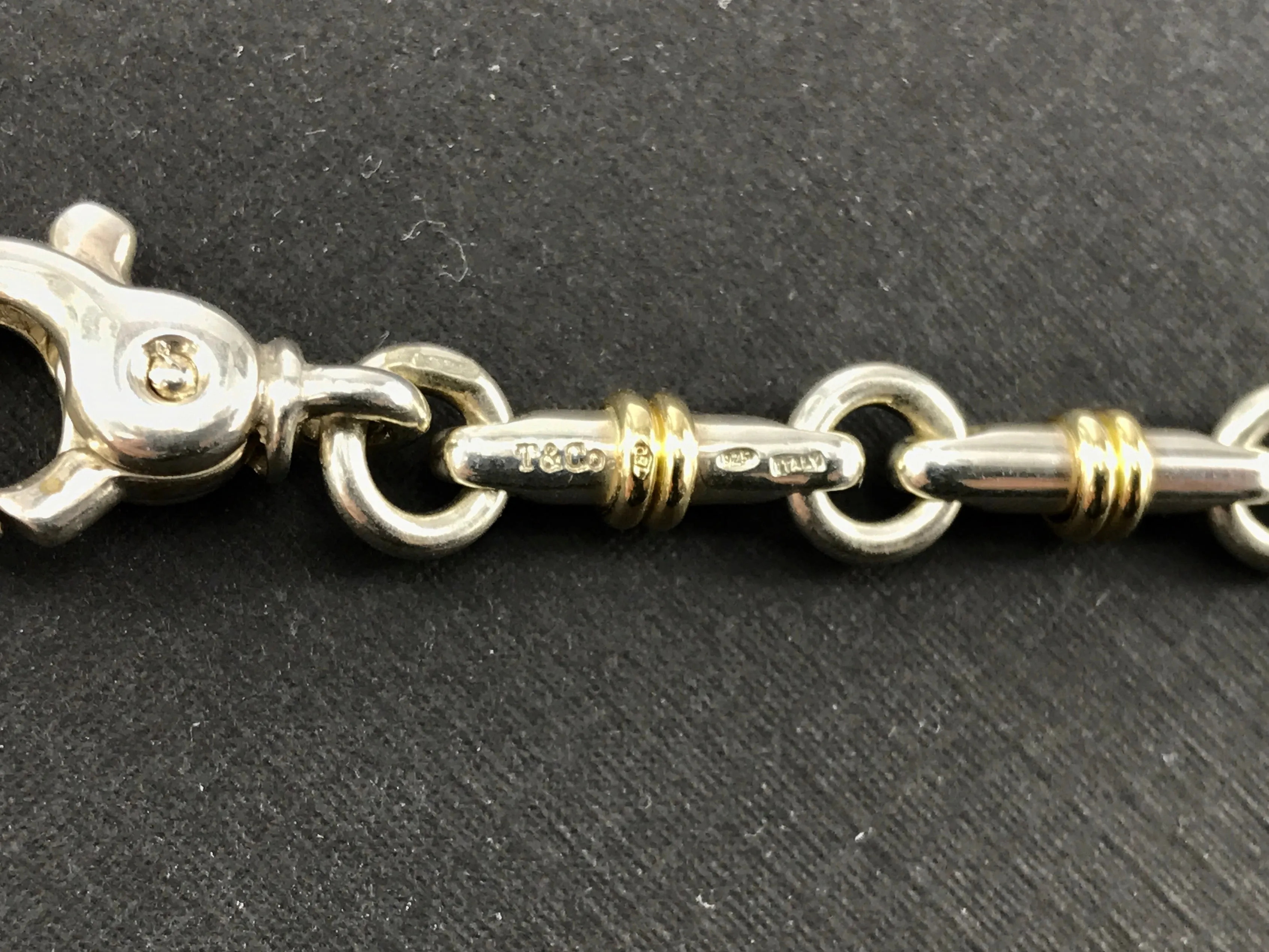 Tiffany & Co Sterling Silver & 18K Yellow Gold Bar Chain Link Necklace
