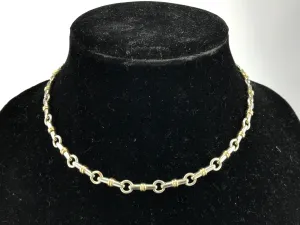 Tiffany & Co Sterling Silver & 18K Yellow Gold Bar Chain Link Necklace