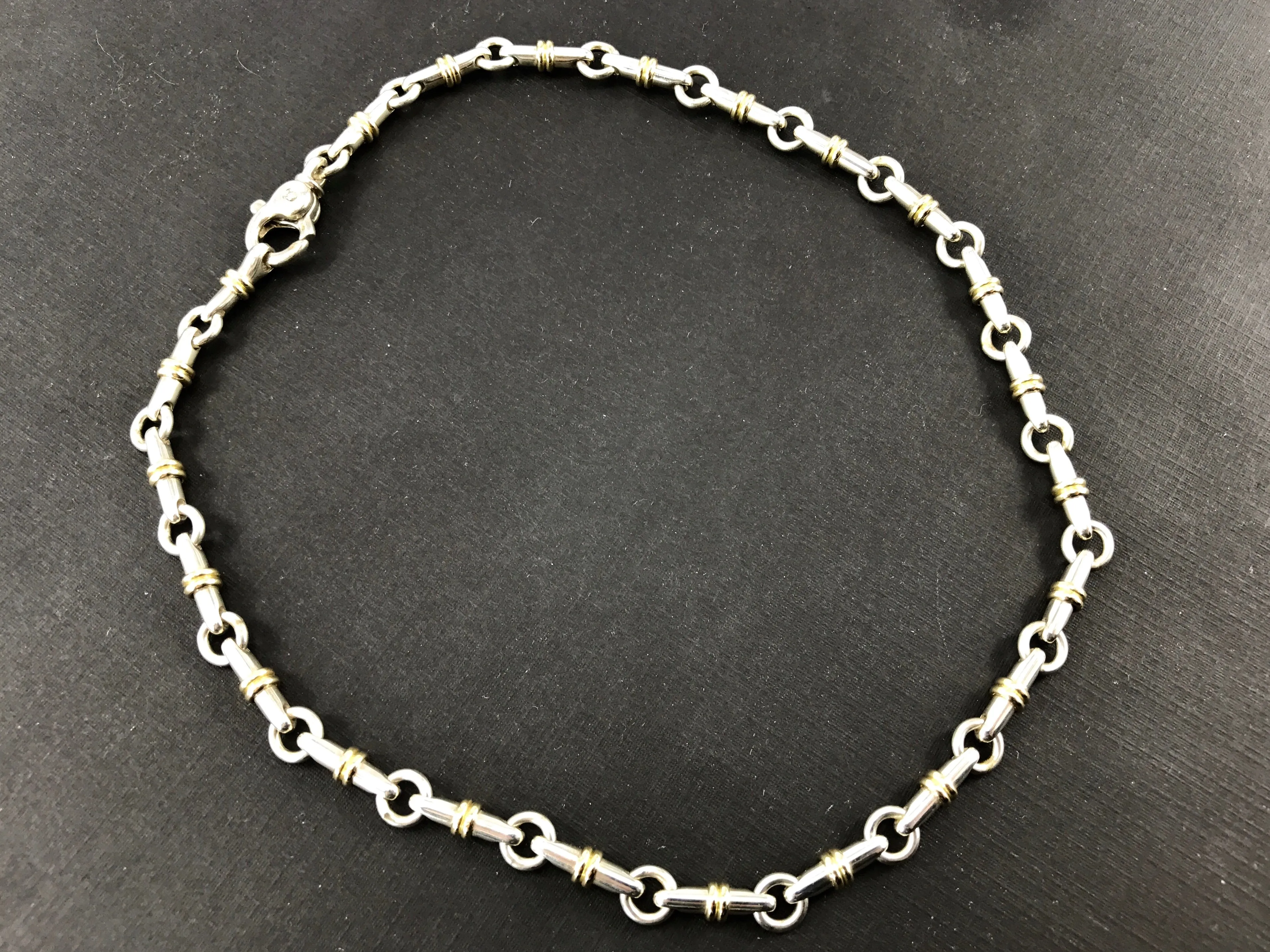 Tiffany & Co Sterling Silver & 18K Yellow Gold Bar Chain Link Necklace