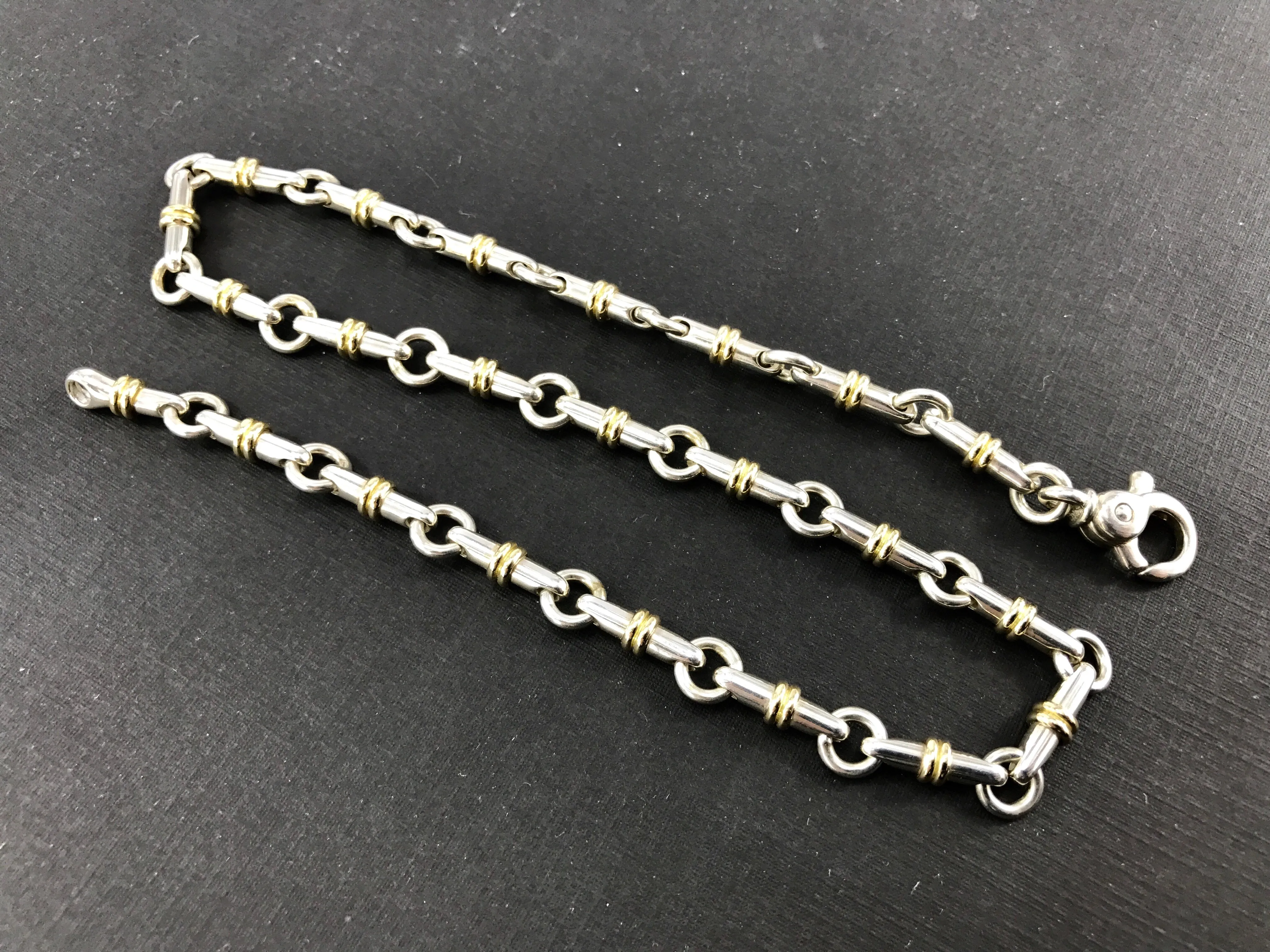 Tiffany & Co Sterling Silver & 18K Yellow Gold Bar Chain Link Necklace
