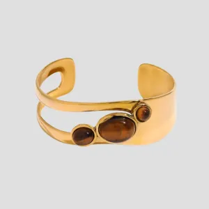 Tiger's Eye 18k Gold Cuff Bracelet