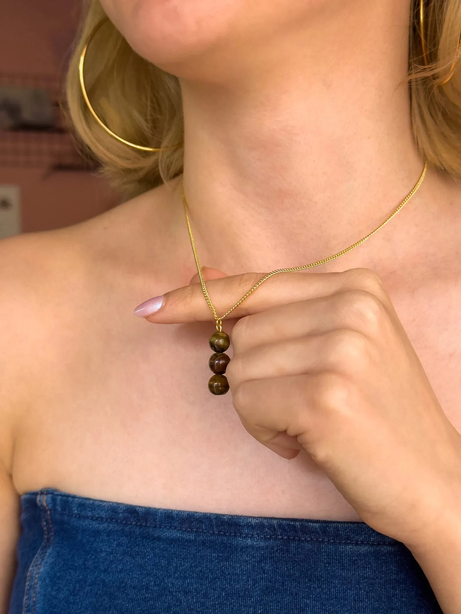 Tiger's Eye Dangling Necklace