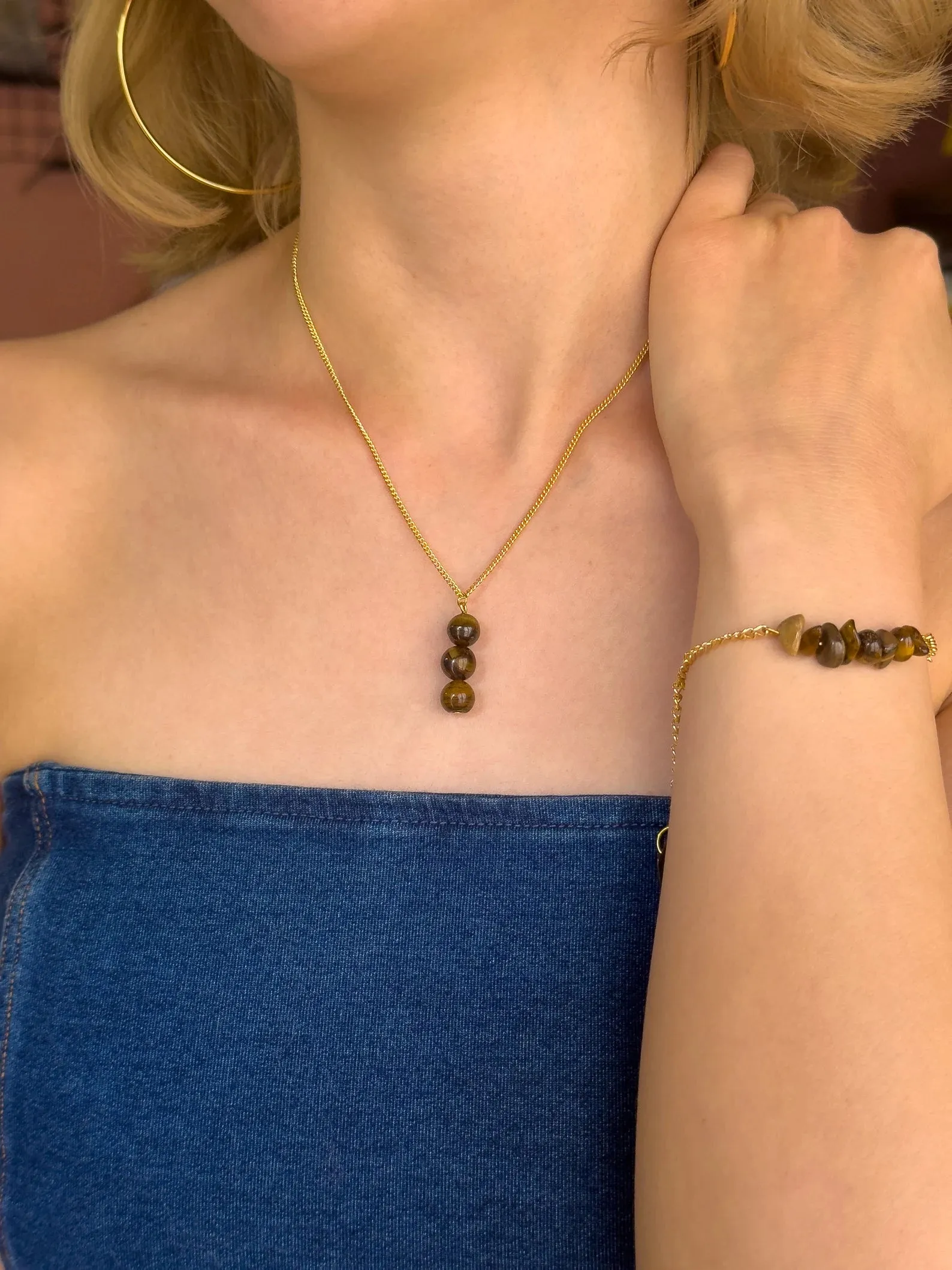 Tiger's Eye Dangling Necklace