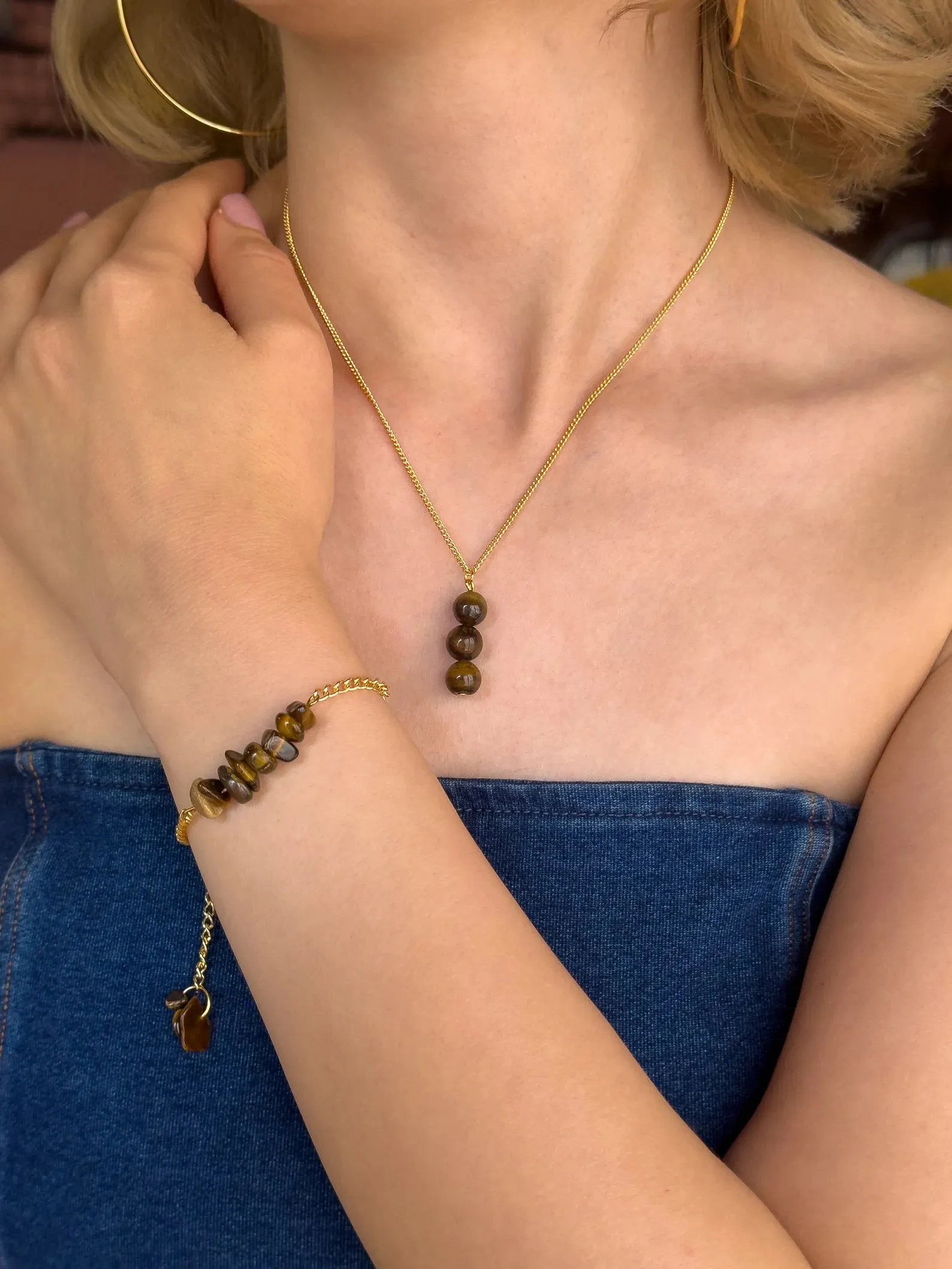 Tiger's Eye Dangling Necklace