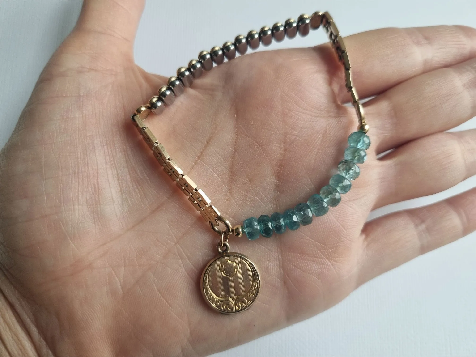 time heals all wounds | deep blue apatite antique round locket bracelet