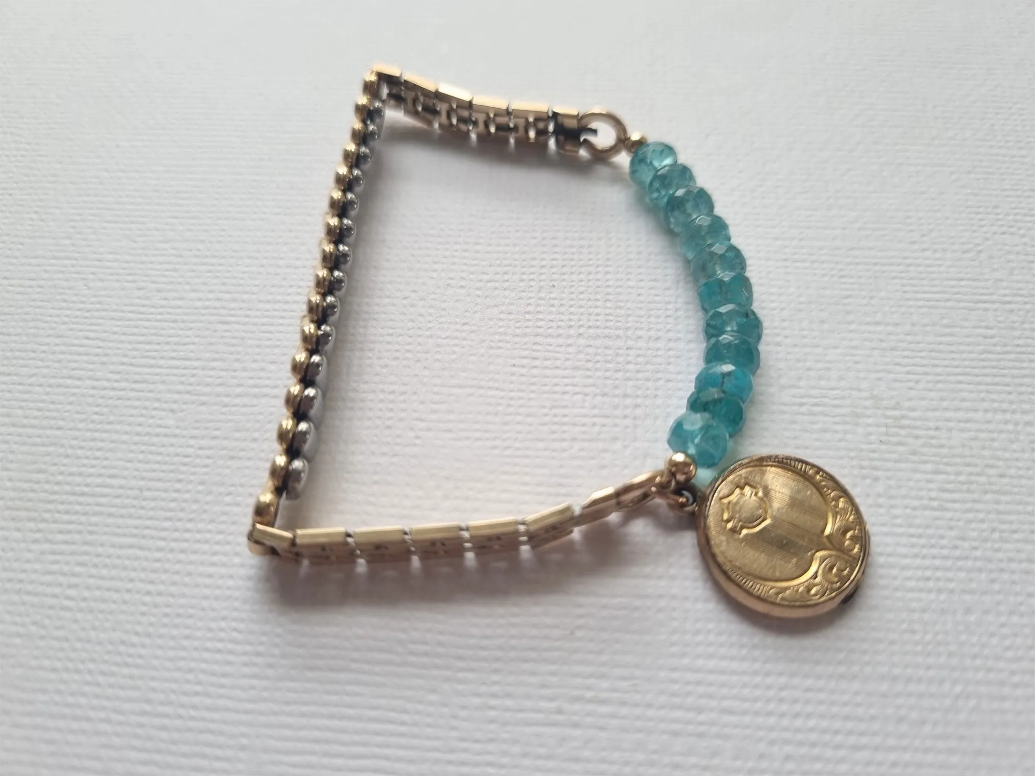 time heals all wounds | deep blue apatite antique round locket bracelet