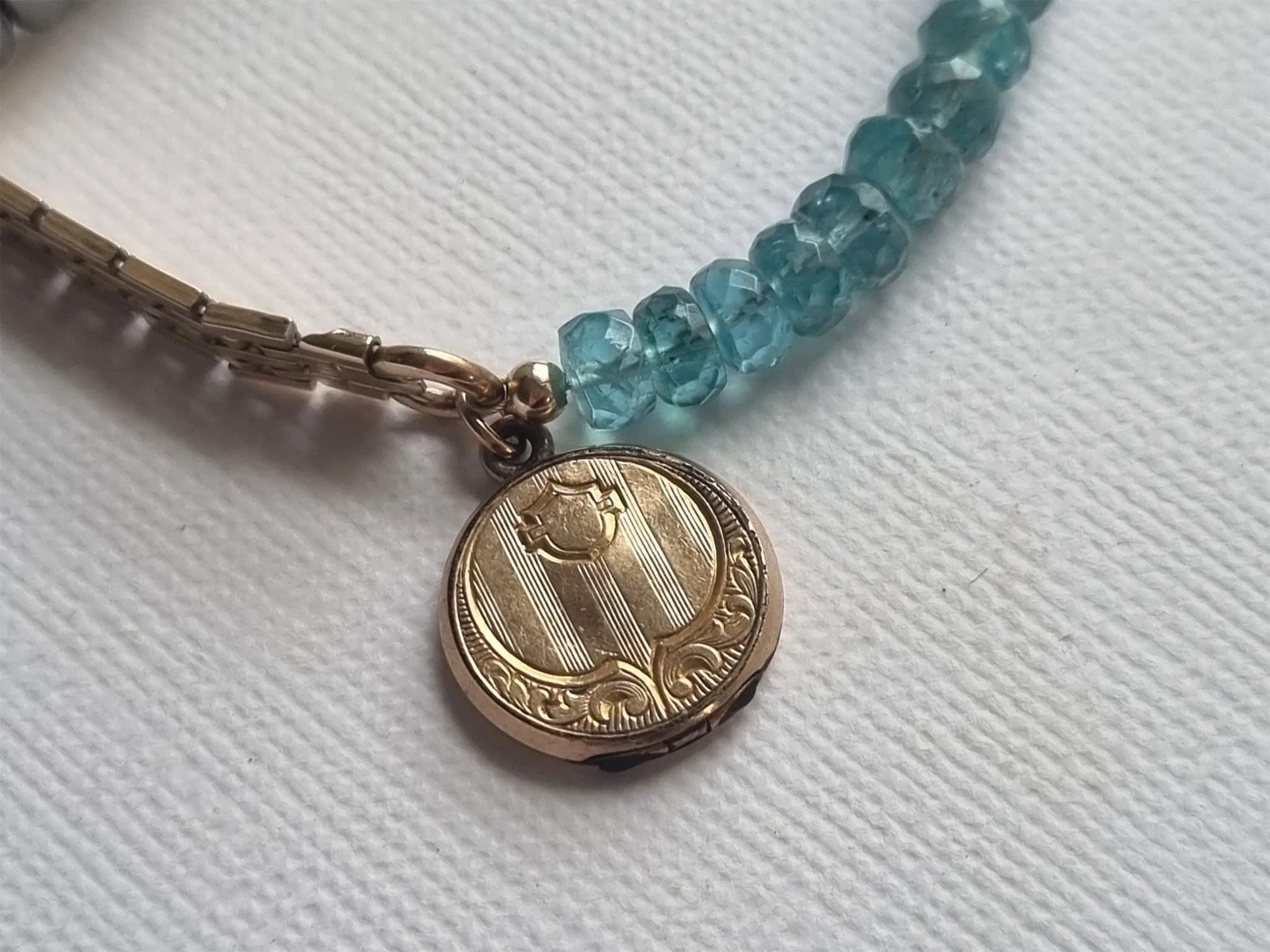 time heals all wounds | deep blue apatite antique round locket bracelet