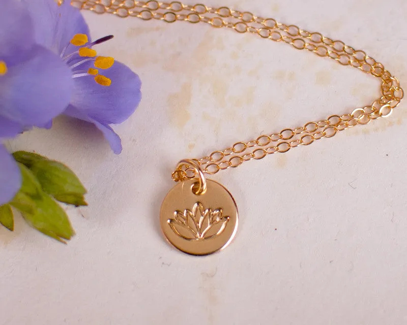 tiny gold lotus necklace