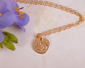 tiny gold lotus necklace