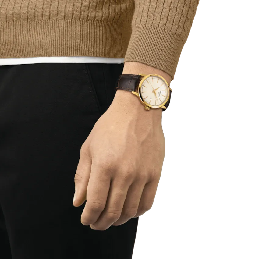 Tissot Classic Dream Ivory Dial on Brown Leather