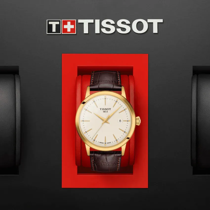 Tissot Classic Dream Ivory Dial on Brown Leather