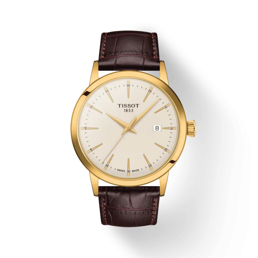 Tissot Classic Dream Ivory Dial on Brown Leather