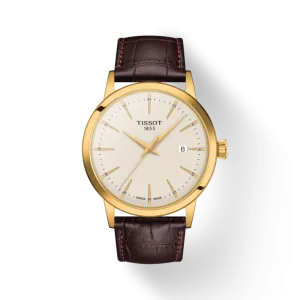 Tissot Classic Dream Ivory Dial on Brown Leather
