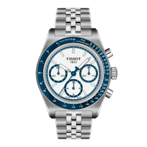 TISSOT PR516 MECHANICAL CHRONOGRAPH WHITE & BLUE ON BRACELET