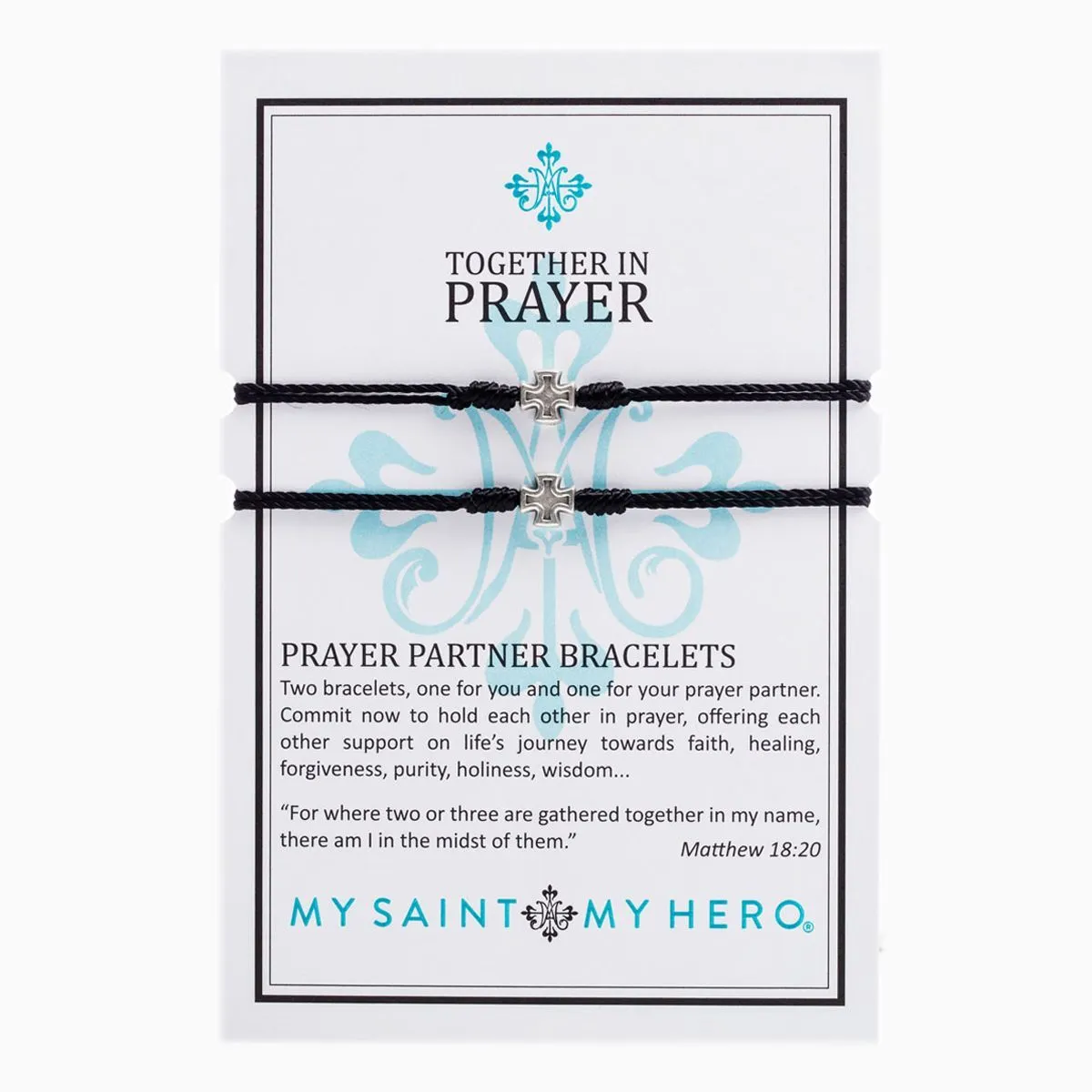 Together in Prayer Bracelets Silver with Black Band