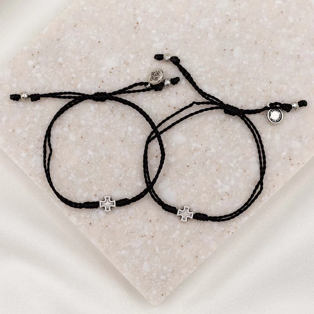 Together in Prayer Bracelets Silver with Black Band