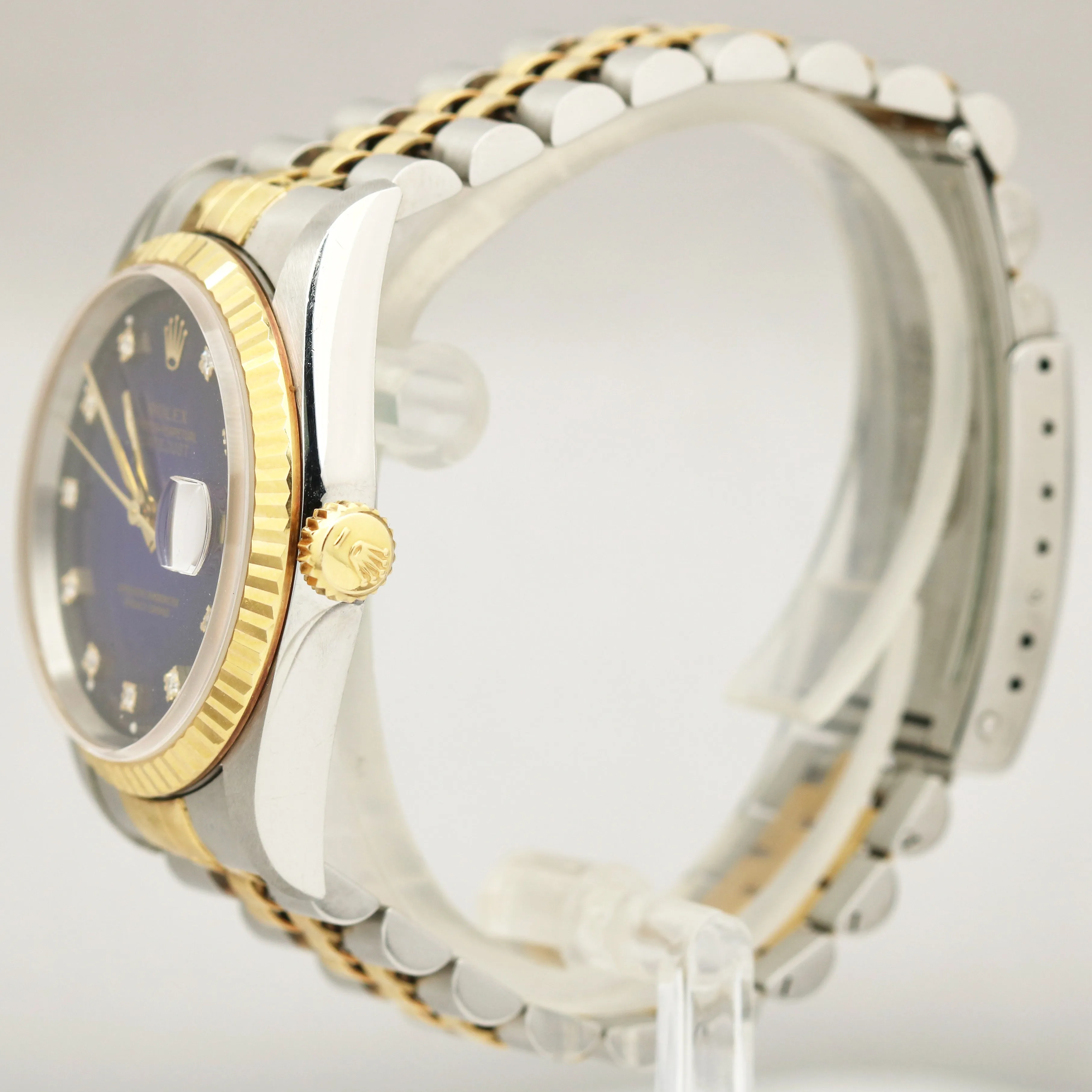 TOP CONDITION Rolex DateJust FACTORY Blue Diamond Vignette 36mm NO HOLES 16233