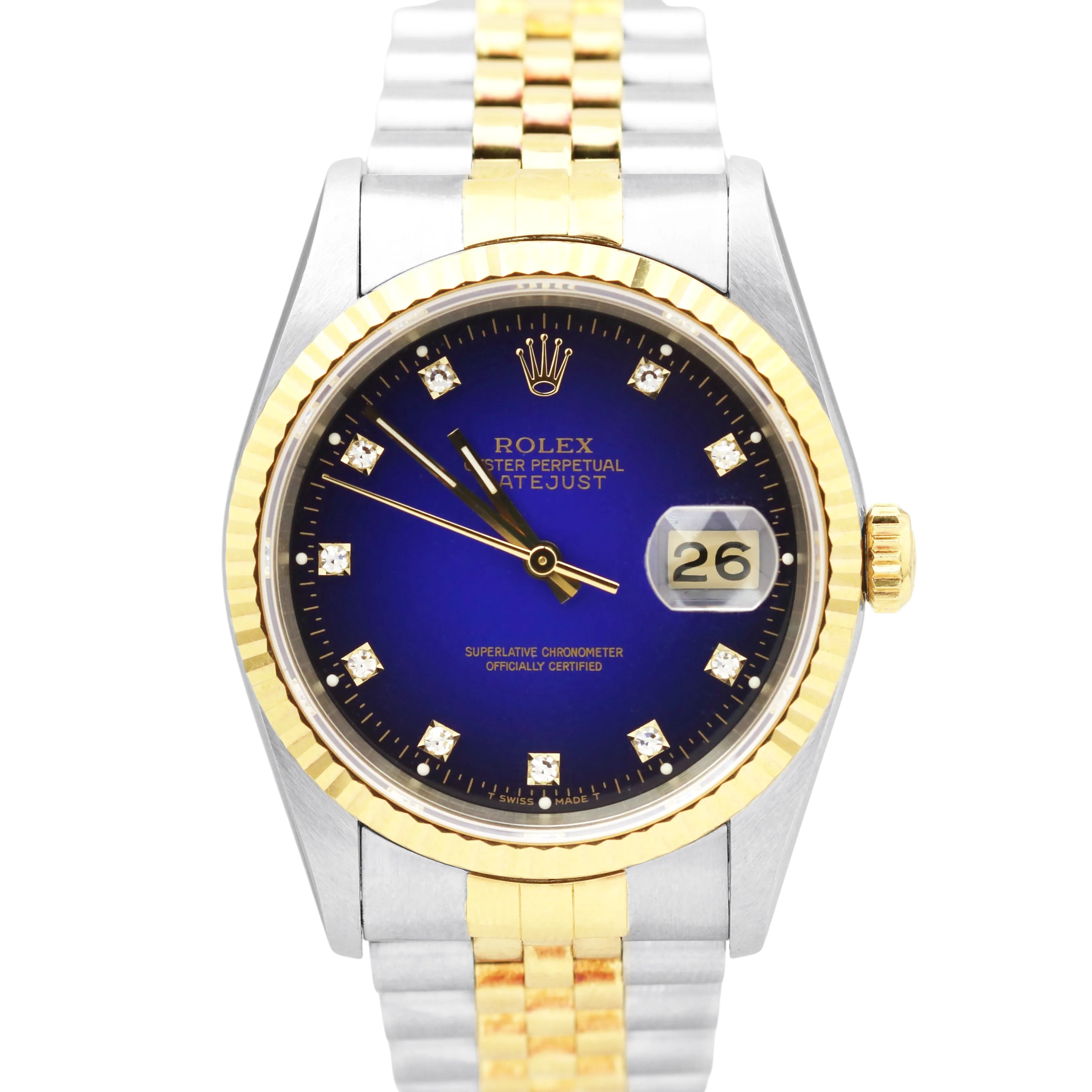 TOP CONDITION Rolex DateJust FACTORY Blue Diamond Vignette 36mm NO HOLES 16233