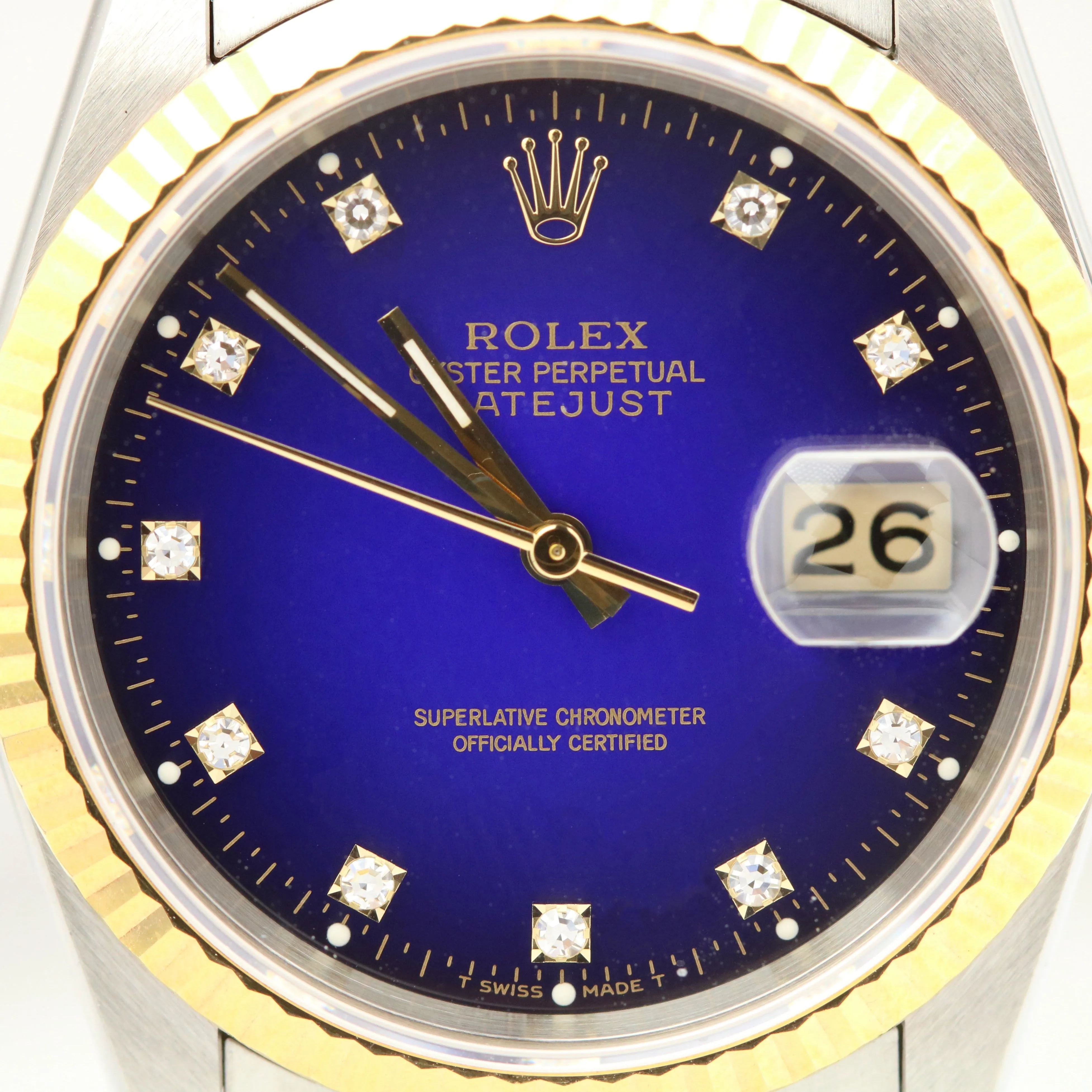 TOP CONDITION Rolex DateJust FACTORY Blue Diamond Vignette 36mm NO HOLES 16233