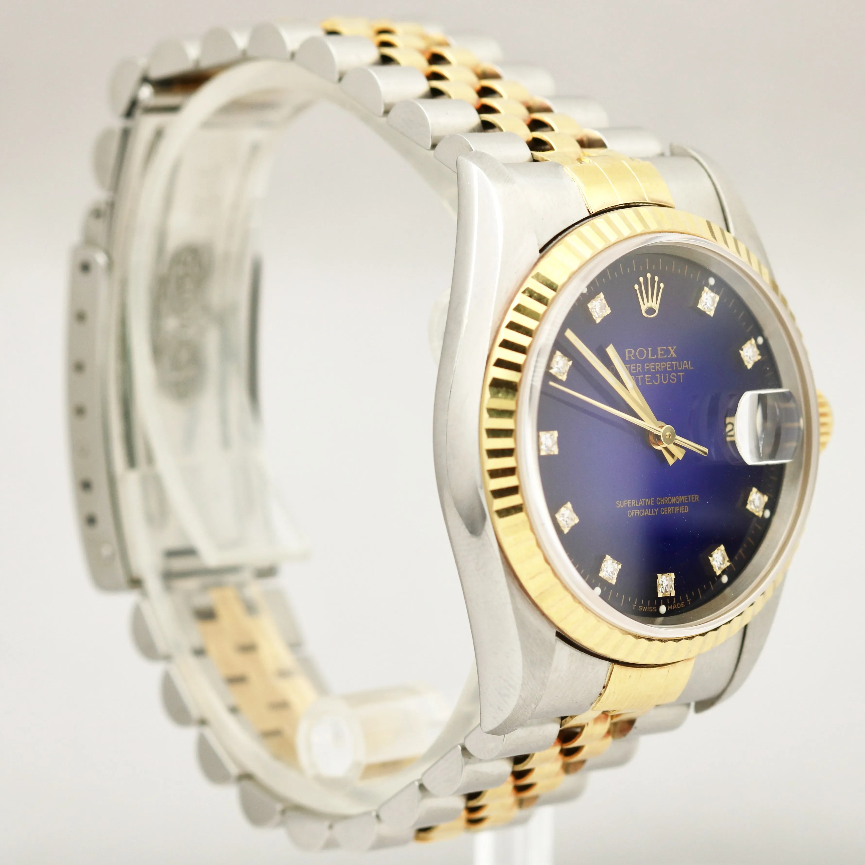 TOP CONDITION Rolex DateJust FACTORY Blue Diamond Vignette 36mm NO HOLES 16233