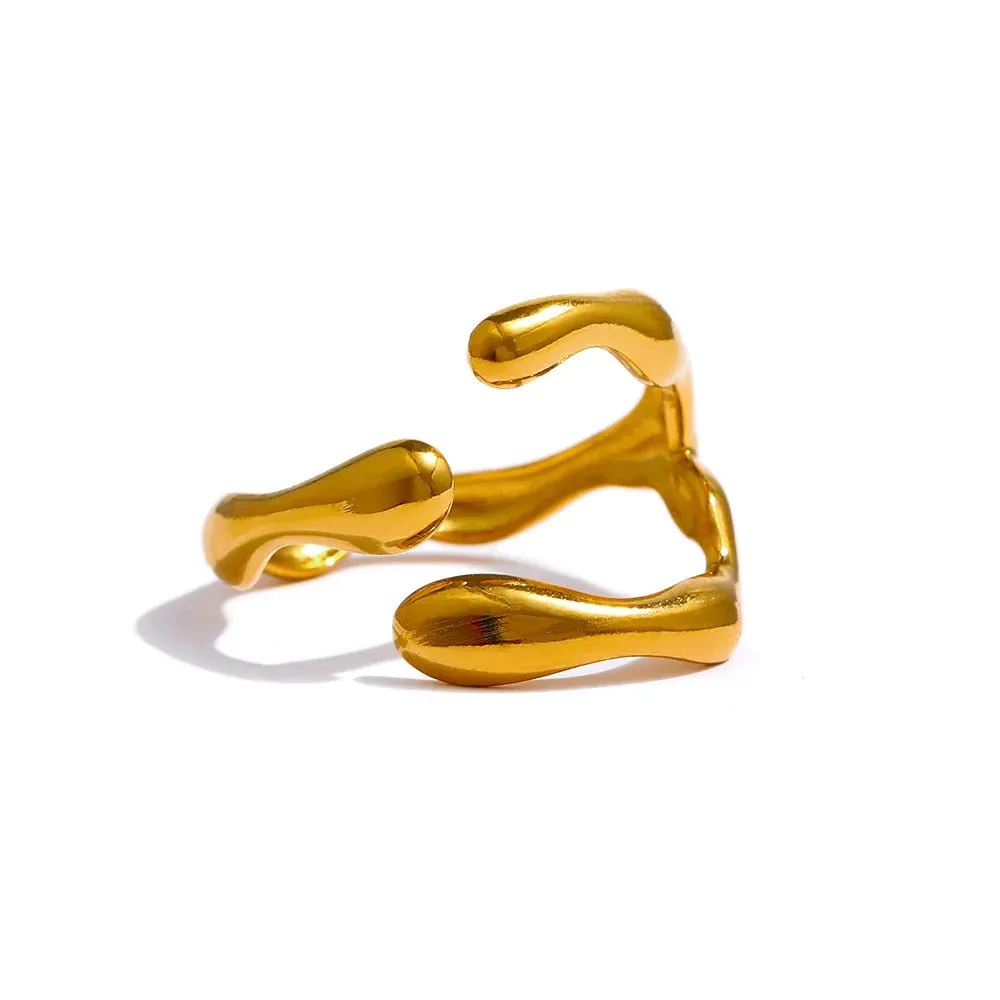 Trendy 316L Stainless Steel Opening Ring Design - Shop Now for a Stylish Metallic Look!