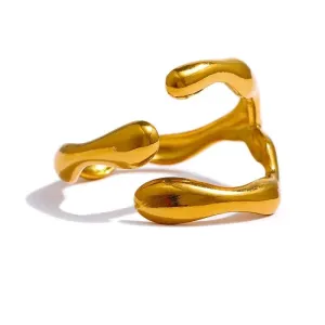 Trendy 316L Stainless Steel Opening Ring Design - Shop Now for a Stylish Metallic Look!