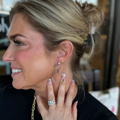 Trio Circle Dangly Post Earrings (GOLD OR SILVER)