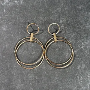Trio Circle Dangly Post Earrings (GOLD OR SILVER)