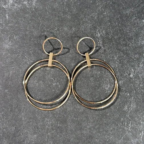 Trio Circle Dangly Post Earrings (GOLD OR SILVER)