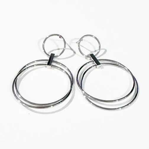 Trio Circle Dangly Post Earrings (GOLD OR SILVER)