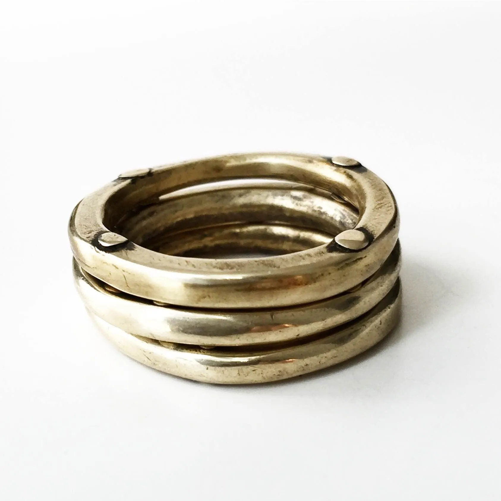 Triple Rivet Stacking Rings Bronze