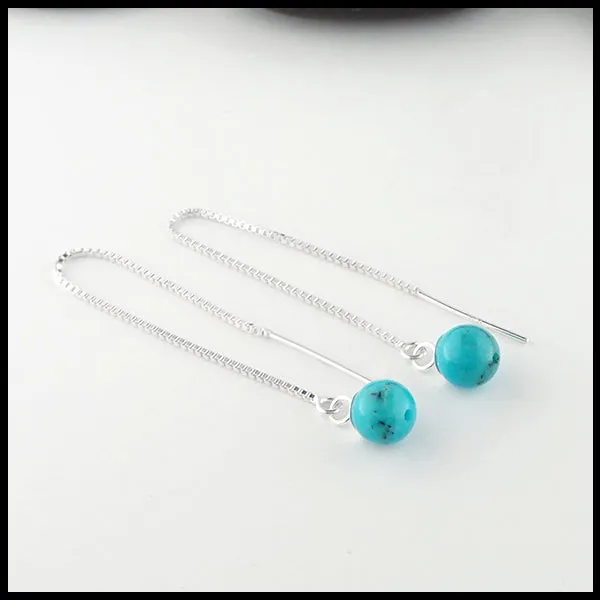 Turquoise Bead Threader Earrings