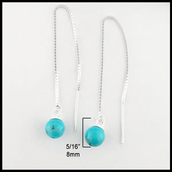Turquoise Bead Threader Earrings