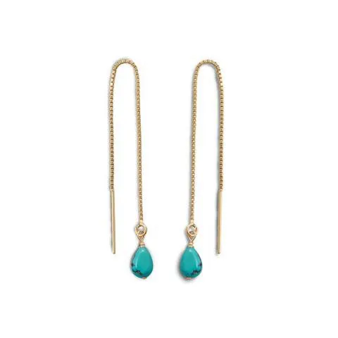 Turquoise Bead Threader Earrings