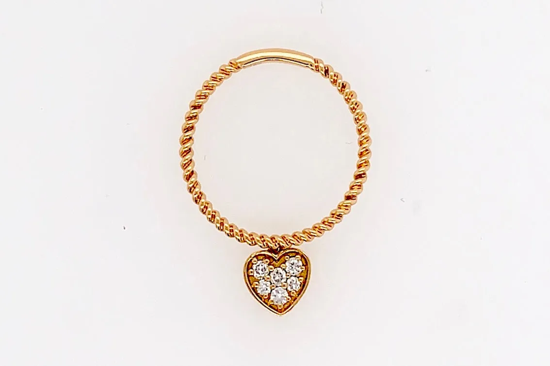 Twist Band With Diamond Heart Charm
