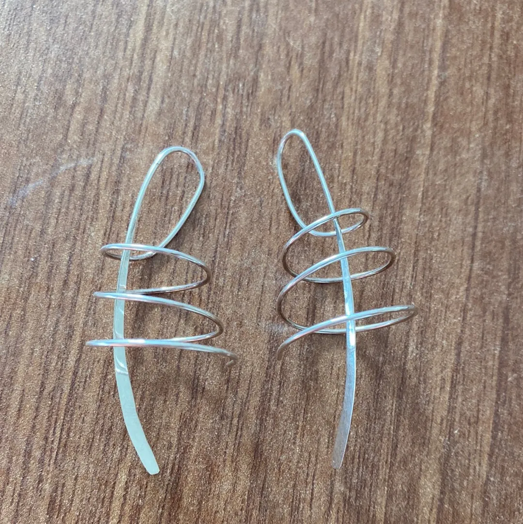Twist Threader Silver Earrings