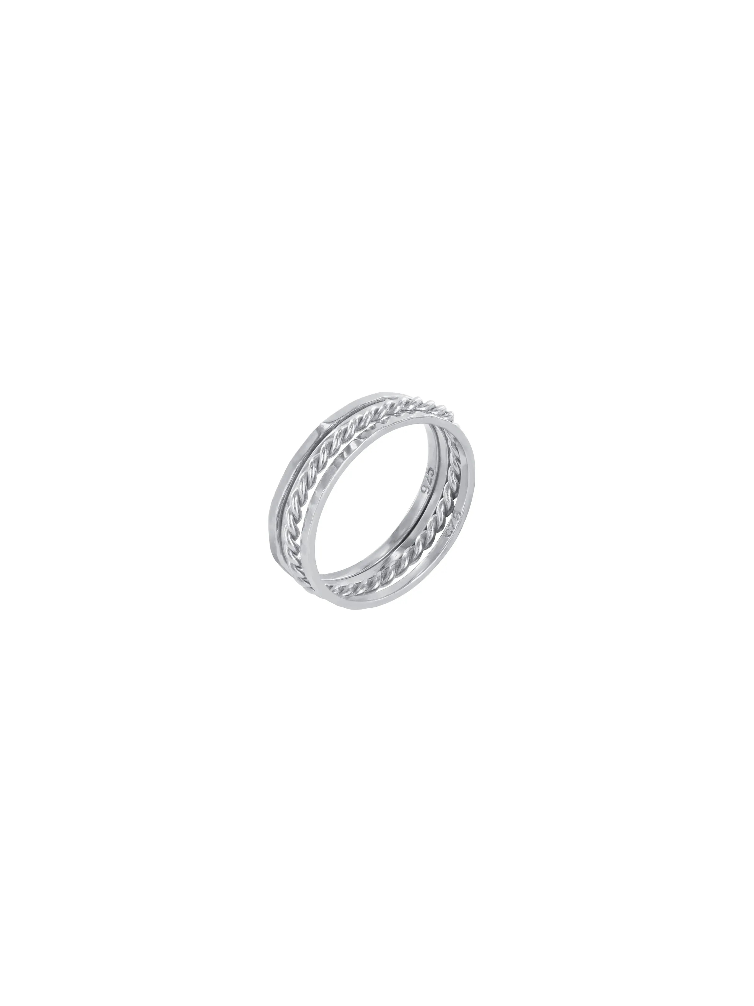 Twisted Ring Stack Sterling Silver