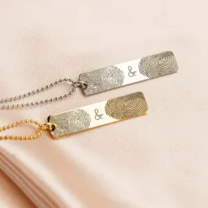 Two Fingerprints Bar Necklace