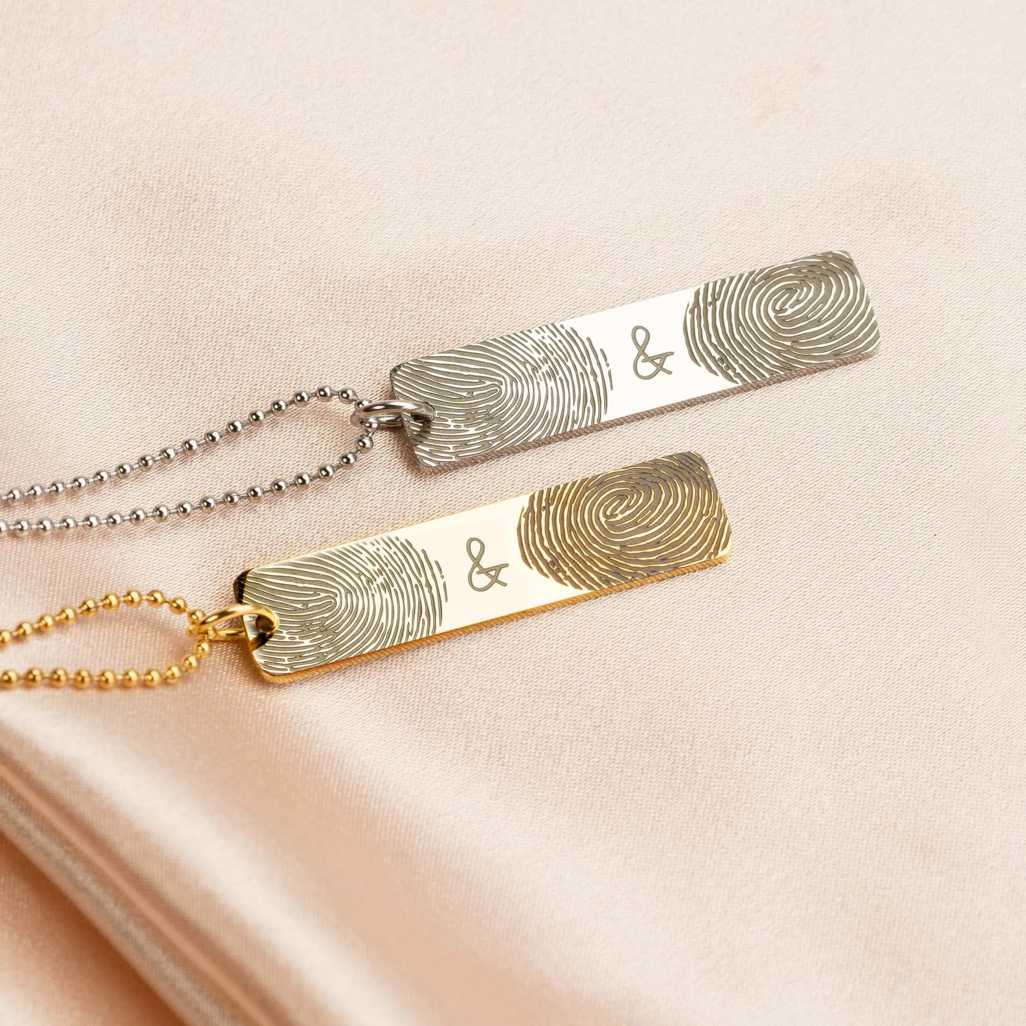 Two Fingerprints Bar Necklace
