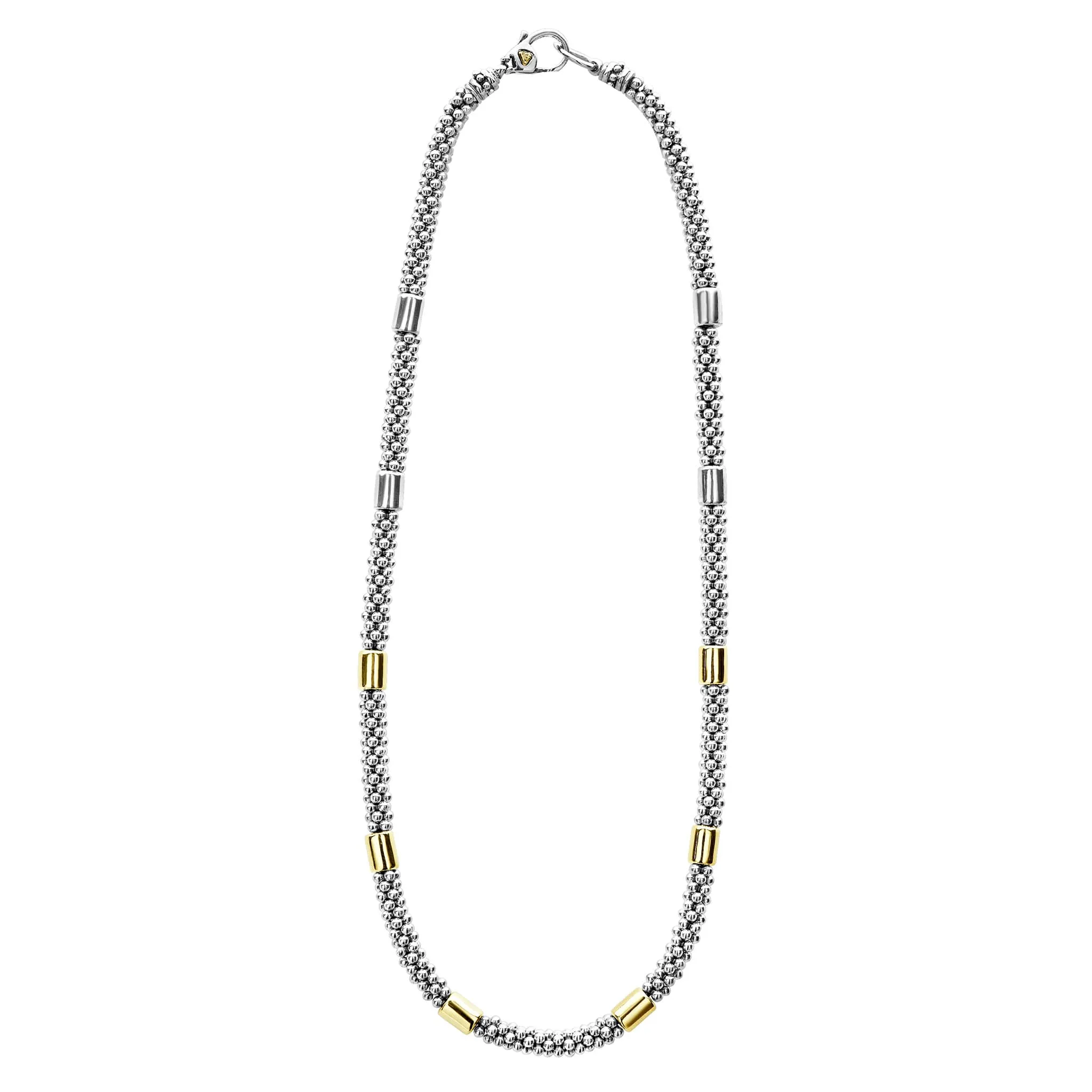 Two-Tone Station Caviar Necklace | 5mm