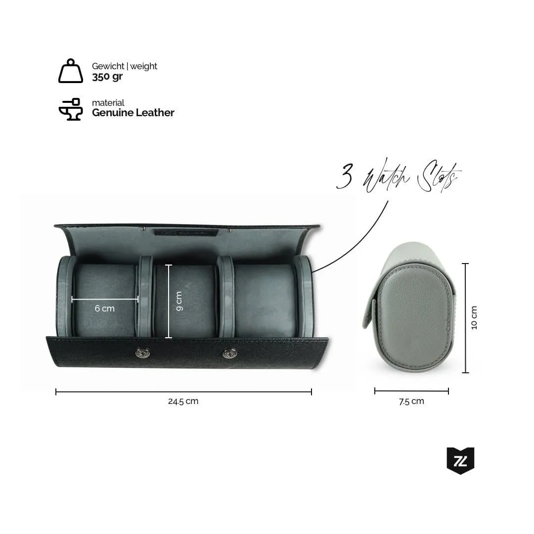 Uhrenrolle aus Leder für 3 Uhren [Schwarz]