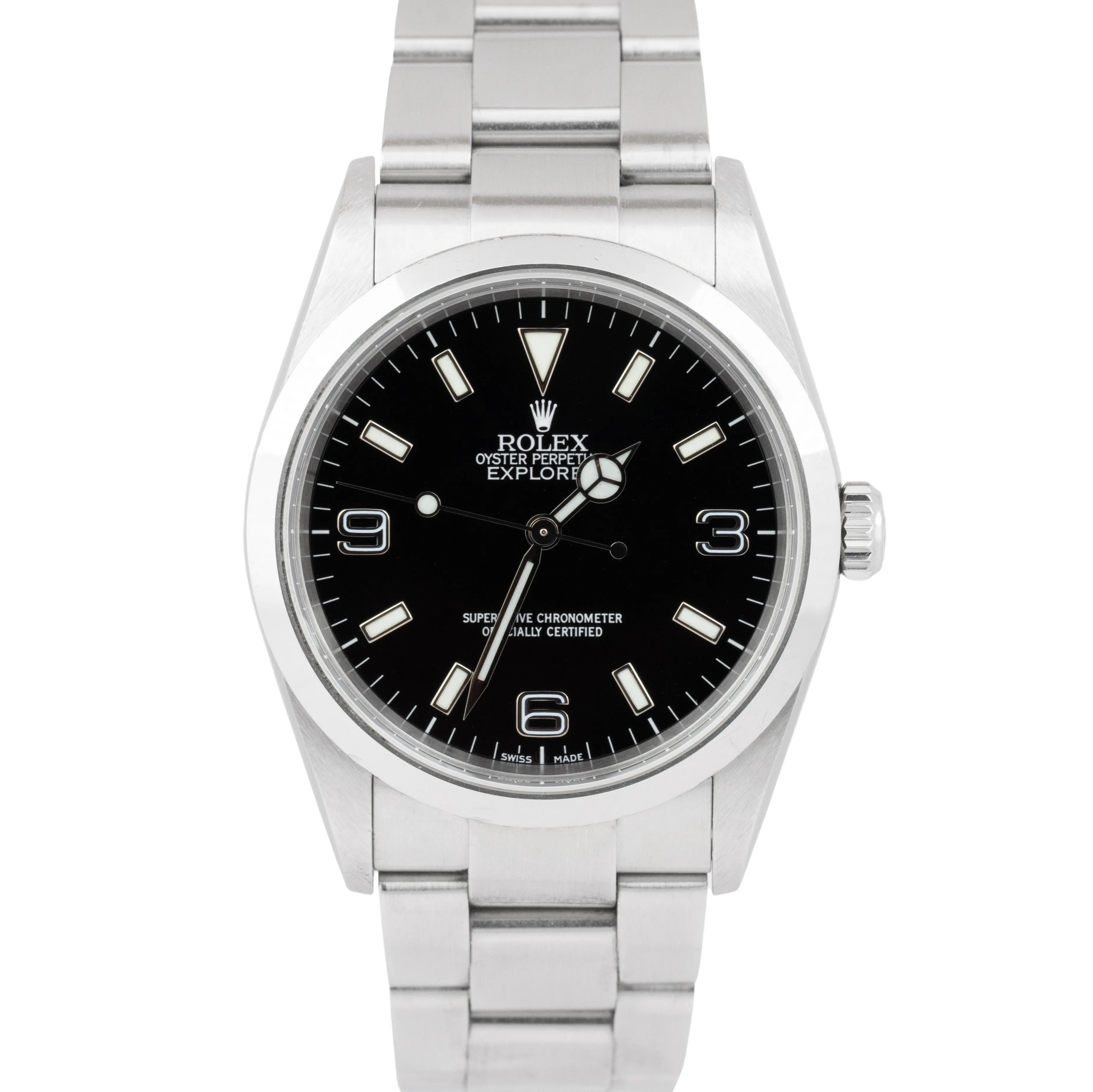 UNPOLISHED 2003 Rolex Explorer I Black Stainless Steel 114270 36mm Watch PAPERS