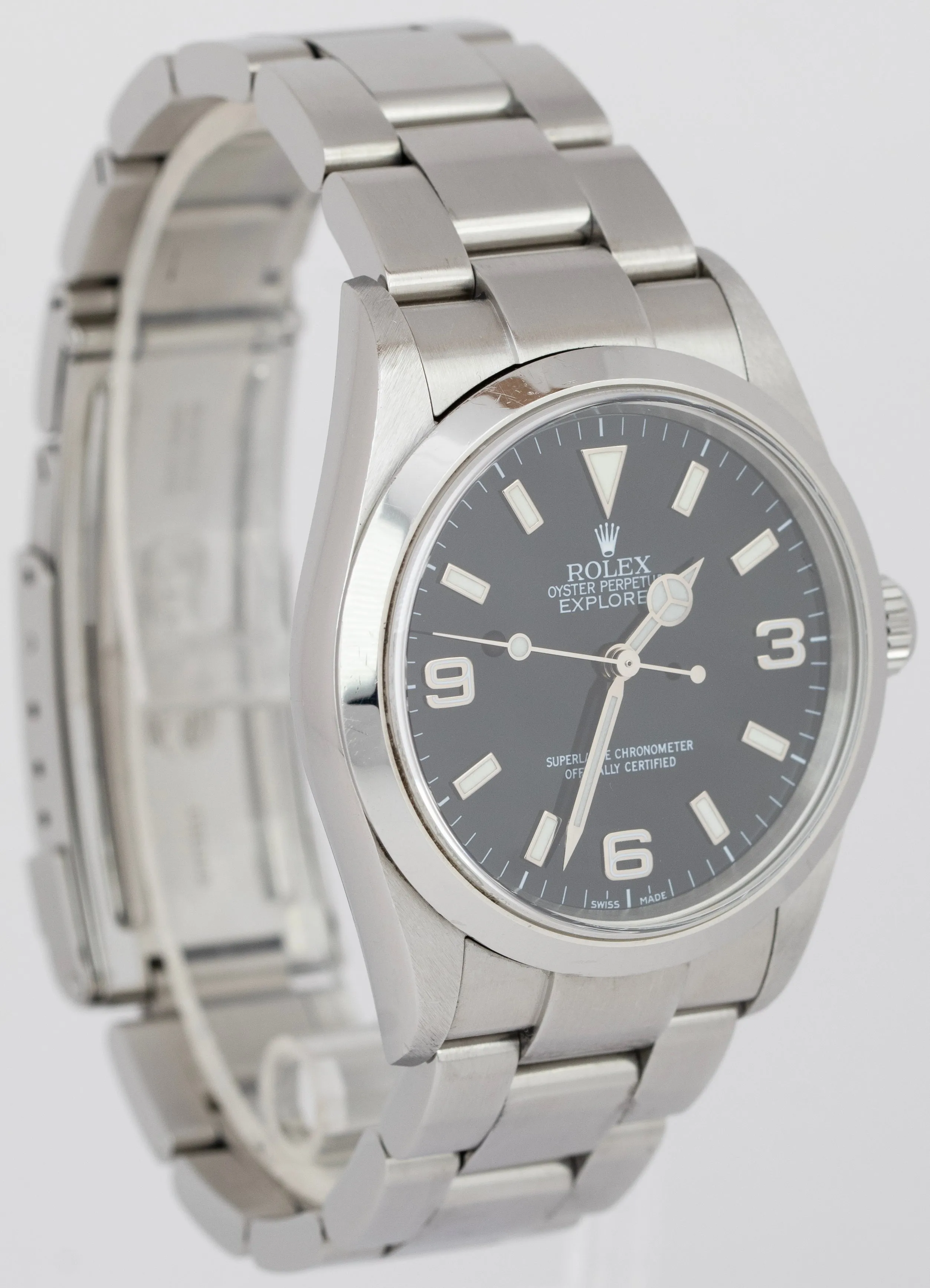 UNPOLISHED 2003 Rolex Explorer I Black Stainless Steel 114270 36mm Watch PAPERS