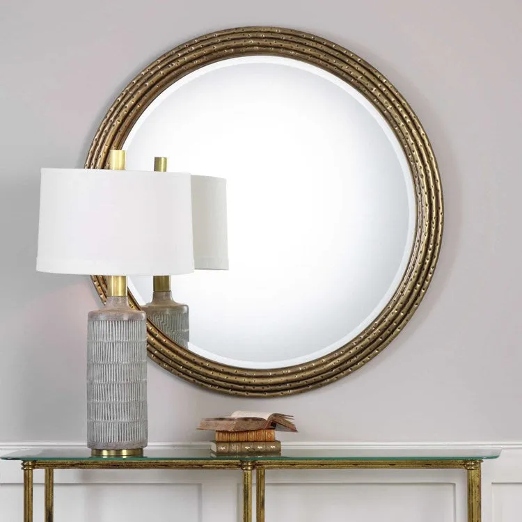 Uttermost Spera Anriqued Gold Iron Round Mirror