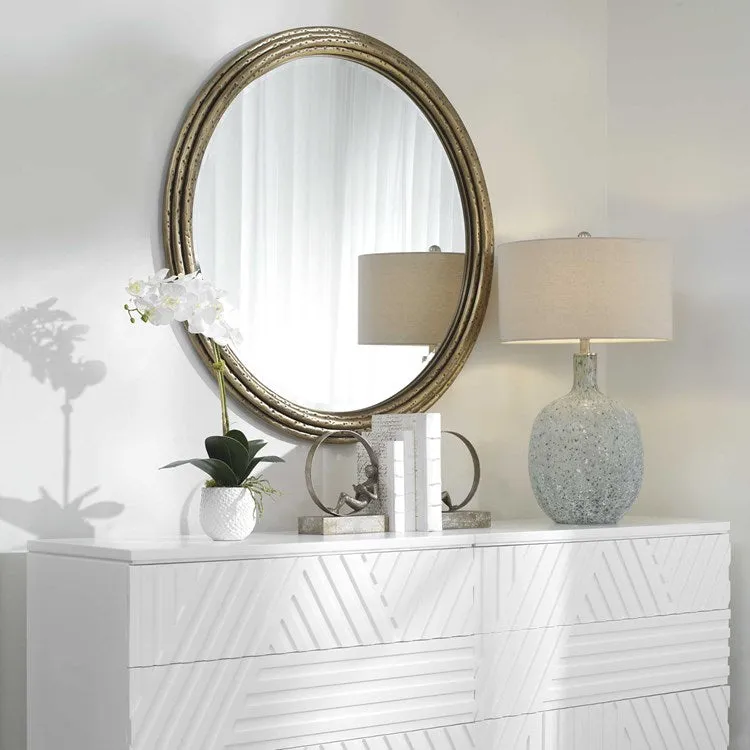 Uttermost Spera Anriqued Gold Iron Round Mirror